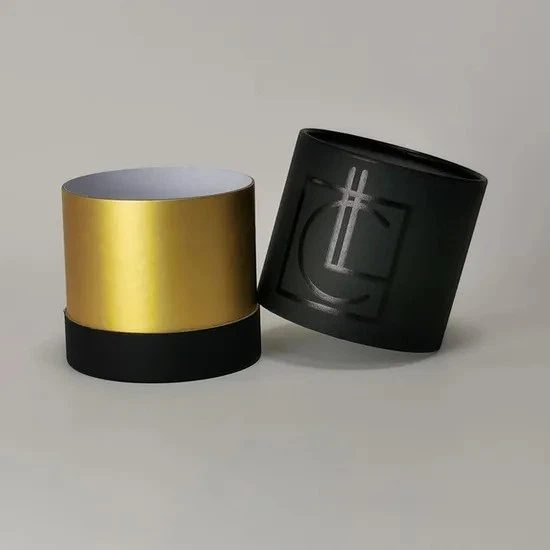 Custom Black Gift Packaging Cylinder Round Tube Candle Box