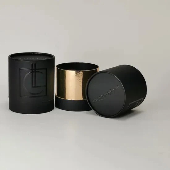 Custom Black Gift Packaging Cylinder Round Tube Candle Box
